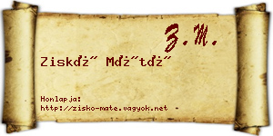 Ziskó Máté névjegykártya